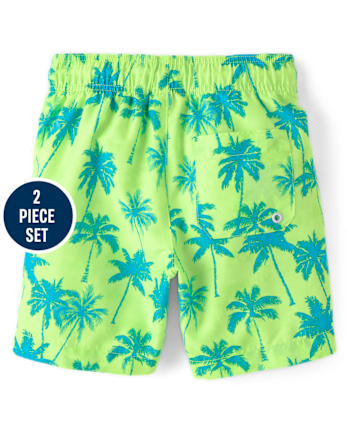 Boys Palm Tree Rashguard Swimsuit