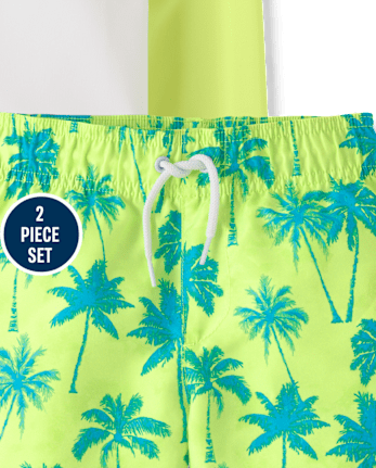 Boys Palm Tree Rashguard Swimsuit