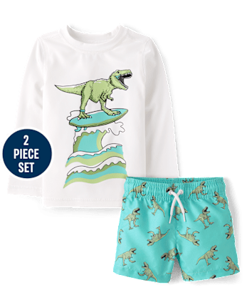 Baby And Toddler Boys Print Rashguard Swim Set