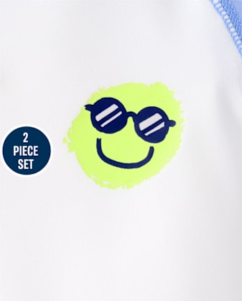 Baby And Toddler Boys Happy Face Rashguard Swim Set
