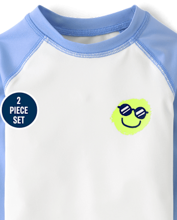 Baby And Toddler Boys Happy Face Rashguard Swim Set