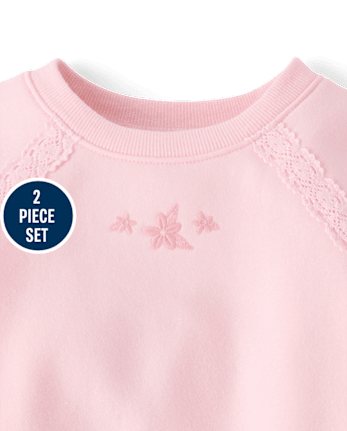 Toddler Girls Crochet Premium Fleece 2-Piece Set