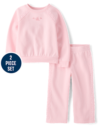 Toddler Girls Crochet Premium Fleece 2-Piece Set