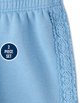 Toddler Girls Crochet Premium Fleece 2-Piece Set