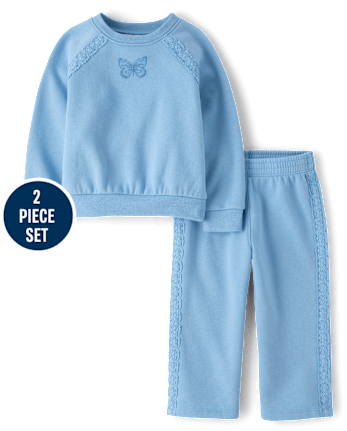 Toddler Girls Crochet Premium Fleece 2-Piece Set