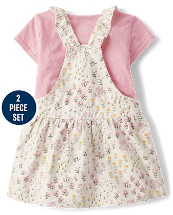 Toddler Girls Floral Skirtall 2-Piece Outfit Set