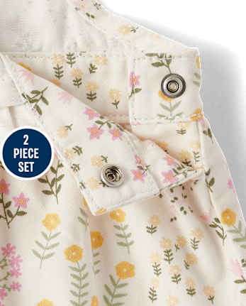 Toddler Girls Floral Skirtall 2-Piece Outfit Set