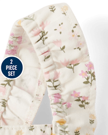 Toddler Girls Floral Skirtall 2-Piece Outfit Set