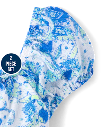 Girls Paisley Textured 2-Piece Outfit Set