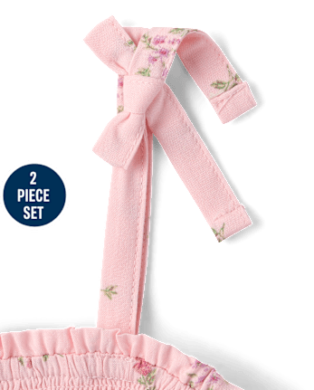 Ensemble 2 pièces à volants floraux pour filles