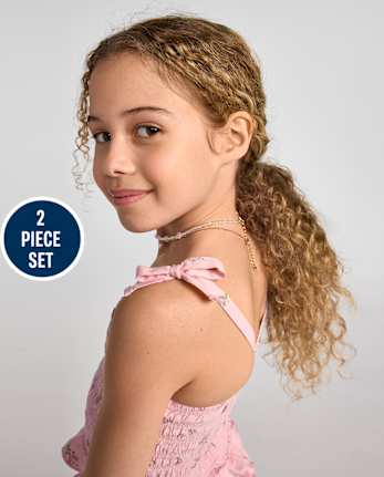 Ensemble 2 pièces à volants floraux pour filles