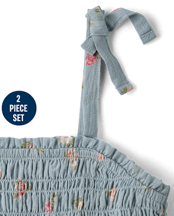 Girls Floral Textured 2-Piece Outfit Set