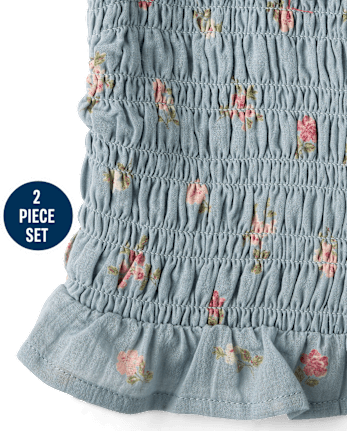 Girls Floral Textured 2-Piece Outfit Set