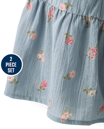 Girls Floral Textured 2-Piece Outfit Set