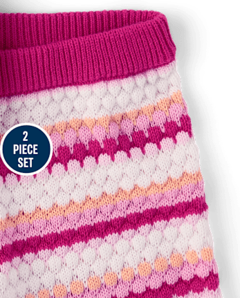 Toddler Girls Striped Crochet 2-Piece Outfit Set