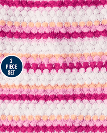 Toddler Girls Striped Crochet 2-Piece Outfit Set