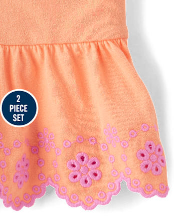 Toddler Girls Embroidered Eyelet 2-Piece Outfit Set
