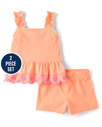Toddler Girls Embroidered Eyelet 2-Piece Outfit Set