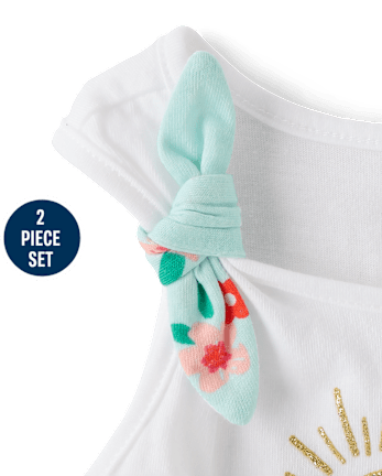 Toddler Girls Glitter Beach Bow 2-Piece Outfit Set