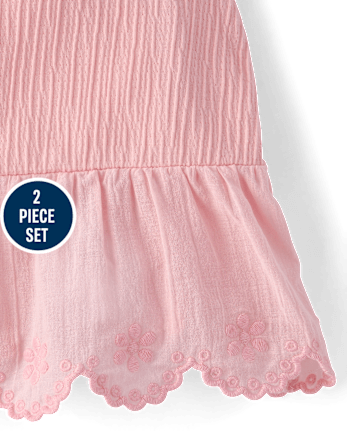 Toddler Girls Textured Eyelet 2-Piece Outfit Set