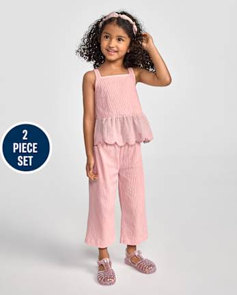 Toddler Girls Textured Eyelet 2-Piece Outfit Set