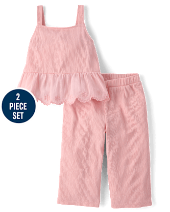 Toddler Girls Textured Eyelet 2-Piece Outfit Set