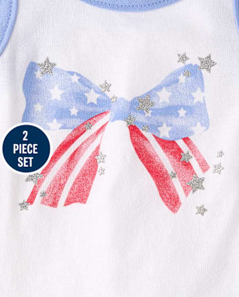 Toddler Girls Glitter Americana 2-Piece Outfit Set