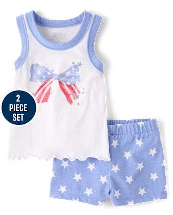 Toddler Girls Glitter Americana 2-Piece Outfit Set