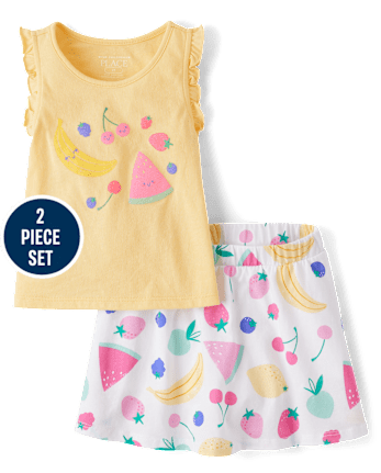 Toddler Girls Fruit Ruffle 2-Piece Outfit Set