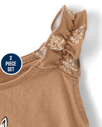 Toddler Girls Graphic Ruffle 2-Piece Outfit Set