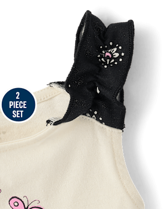 Ensemble 2 pièces à volants graphiques pour petites filles