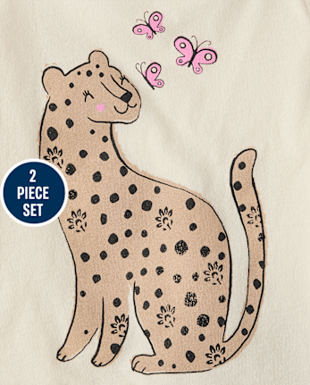 Ensemble 2 pièces à volants graphiques pour petites filles