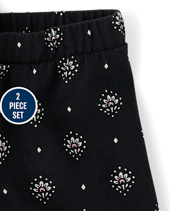 Ensemble 2 pièces à volants graphiques pour petites filles