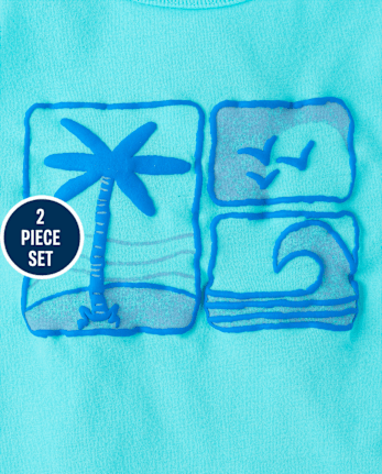 Baby And Toddler Boys Puff Print Beach 2-Piece Outfit Set