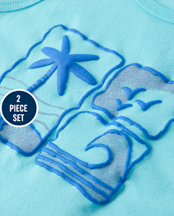 Baby And Toddler Boys Puff Print Beach 2-Piece Outfit Set