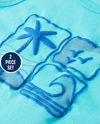 Baby And Toddler Boys Puff Print Beach 2-Piece Outfit Set