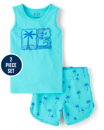 Baby And Toddler Boys Puff Print Beach 2-Piece Outfit Set