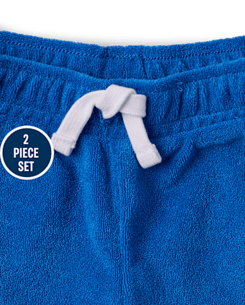 Baby And Toddler Boys Embroidered Tennis Textured Terry 2-Piece Outfit Set