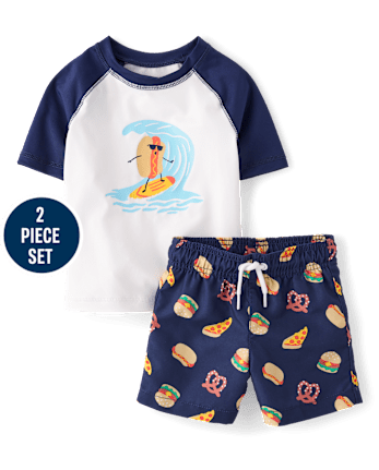 Baby And Toddler Boys Graphic Rashguard Swimsuit