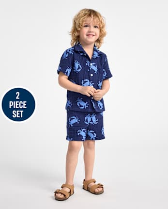 Baby And Toddler Boys Print Gauze 2-Piece Outfit Set
