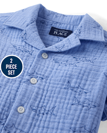 Baby And Toddler Boys Print Gauze 2-Piece Outfit Set