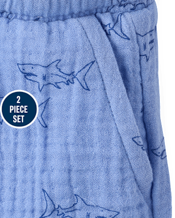 Baby And Toddler Boys Print Gauze 2-Piece Outfit Set