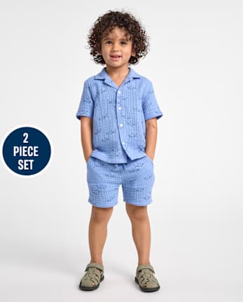 Baby And Toddler Boys Print Gauze 2-Piece Outfit Set