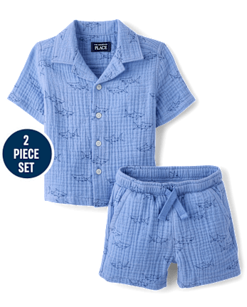 Baby And Toddler Boys Print Gauze 2-Piece Outfit Set