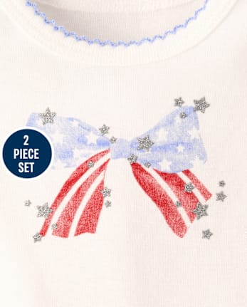 Baby Girls Glitter Americana 2-Piece Outfit Set
