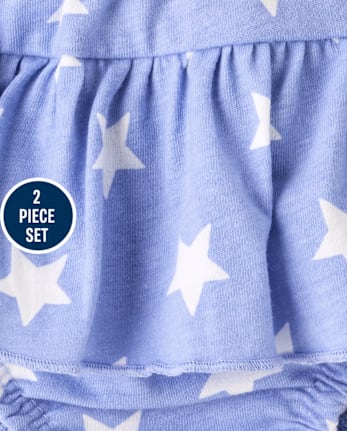 Baby Girls Glitter Americana 2-Piece Outfit Set