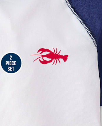 Maillot de bain anti-UV 2 pièces pour garçon, motif homard