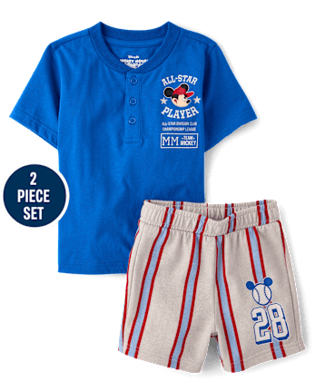 Toddler Boys Mickey Mouse™ Baseball 2-Piece Outfit Set