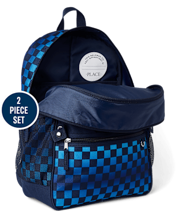 Boys Checkered Backpack 2-Piece Set
