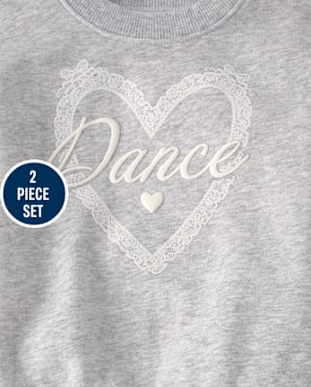 Toddler Girls Puff Print Dance Premium Fleece 2-Piece Outfit Set